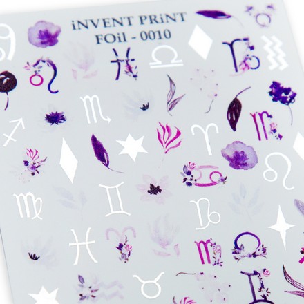 

Набор, iNVENT PRiNT, Фольгированный слайдер «Знаки зодиака. Цветы» №FOiL-010, 3 шт.