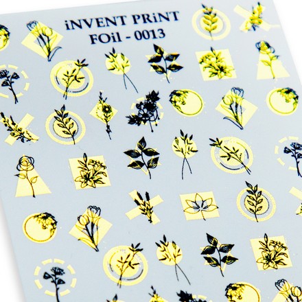 

Набор, iNVENT PRiNT, Фольгированный слайдер «Веточки. Цветы» №FOiL-013, 3 шт., Золотистый;черный