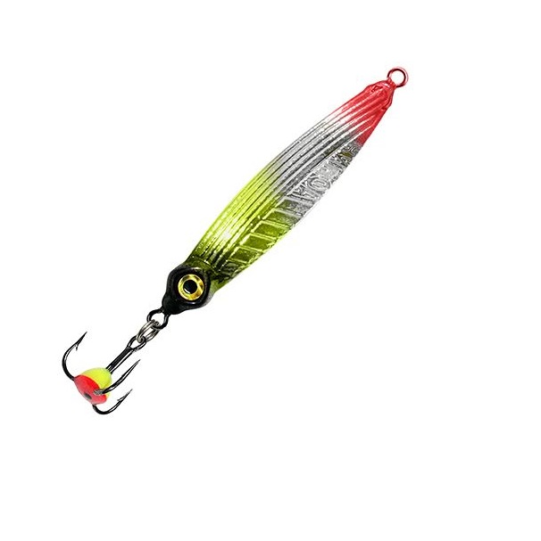 Блесна для рыбалки зимняя AQUA НИМФА 6,0g, цвет 04 (серебро, желто-зеленый флюрик) 1 штука