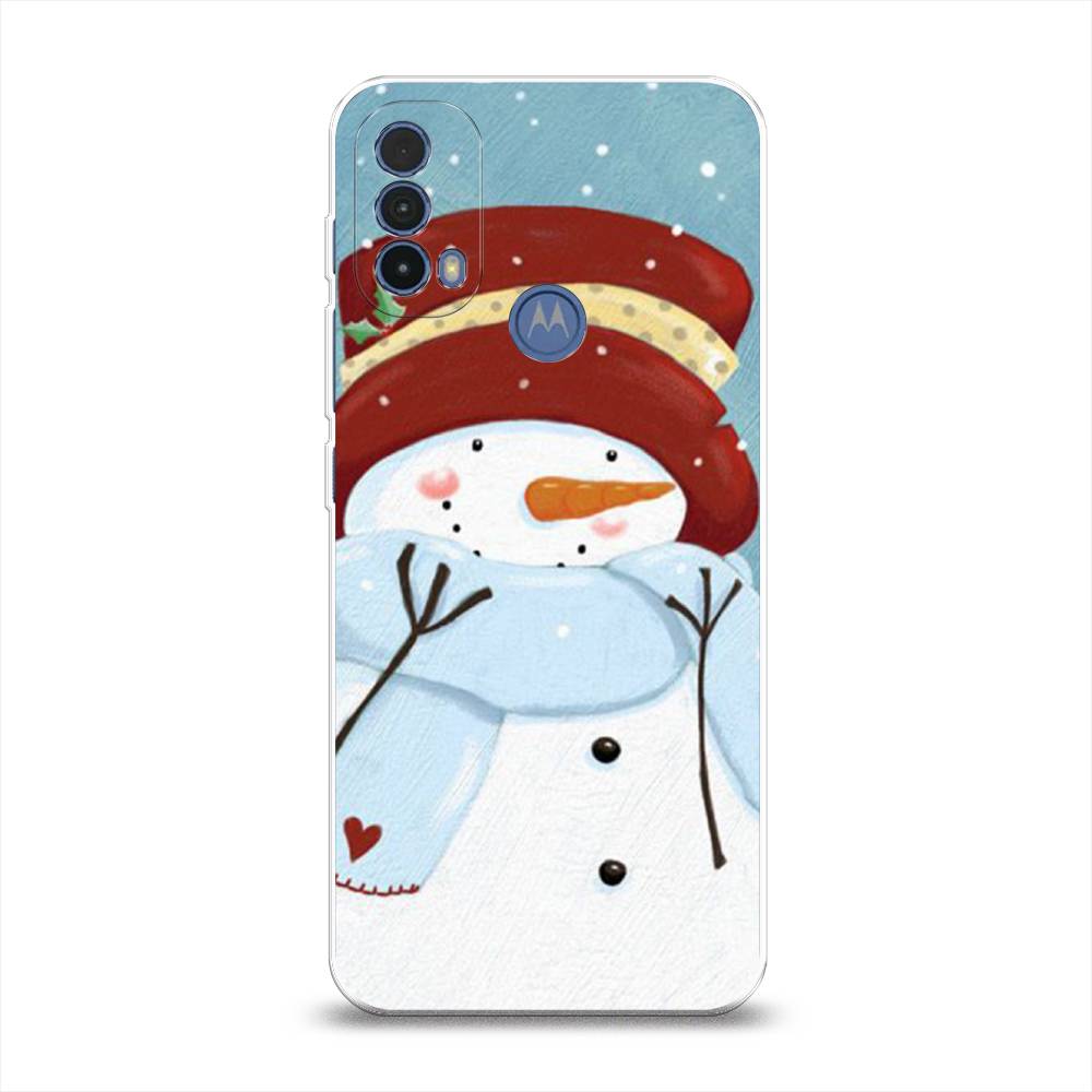 

Чехол на Lenovo K14 Plus/Motorola Moto E20/E30/E40 "Застенчивый снеговик", Голубой;белый;красный, 243550-5