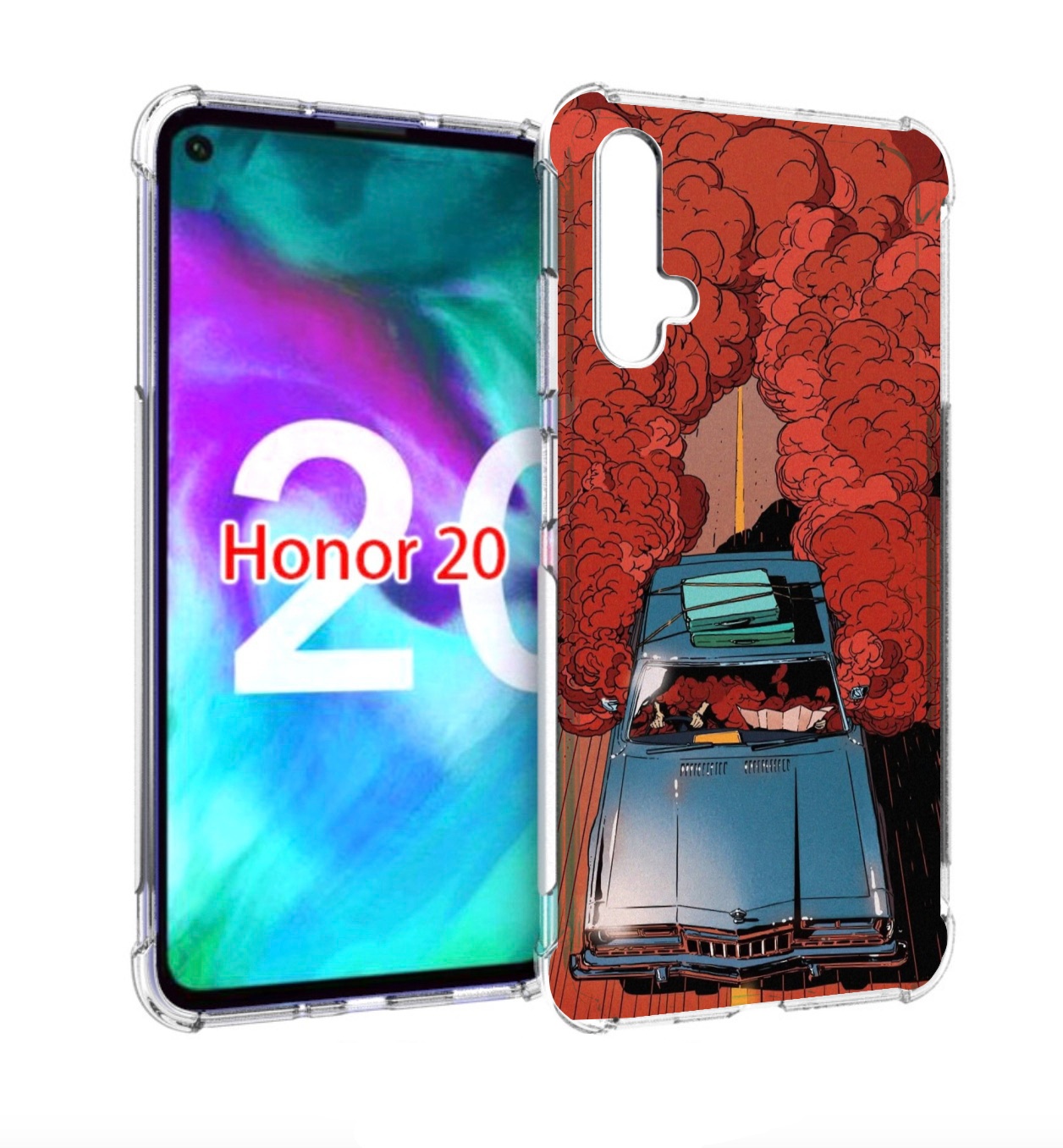 

Чехол бампер MyPads машина мчится с дымком для Honor 20, Прозрачный, Tocco