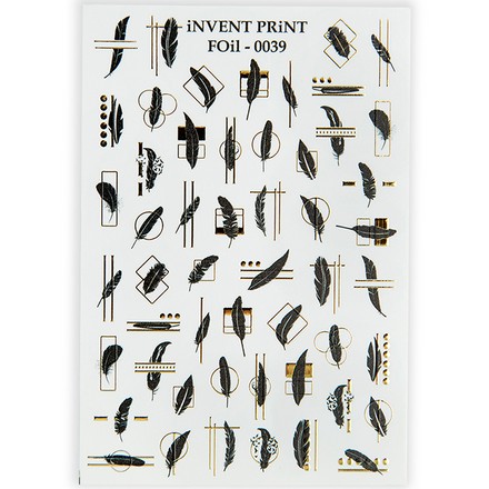 

Набор, iNVENT PRiNT, Фольгированный слайдер «Перья. Геометрия» №FOiL-039, 3 шт., Золотистый;черный