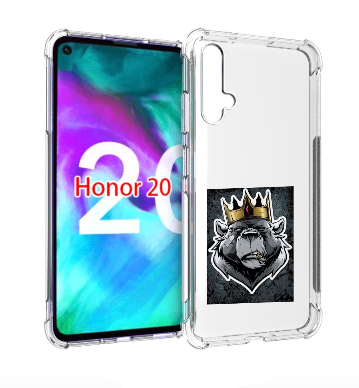 

Чехол бампер MyPads медведь с короной для Honor 20, Прозрачный, Tocco
