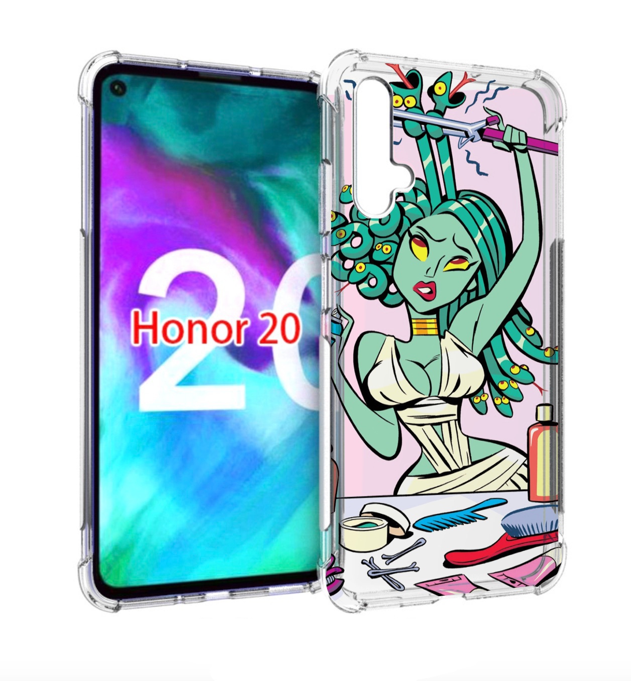 

Чехол бампер MyPads медуза расчесывается женский для Honor, Прозрачный, Tocco