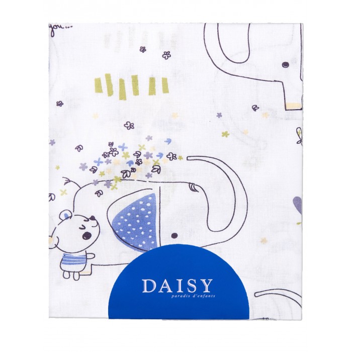 Пеленка хлопковая Daisy Слоны голубая 75х120 см 299₽