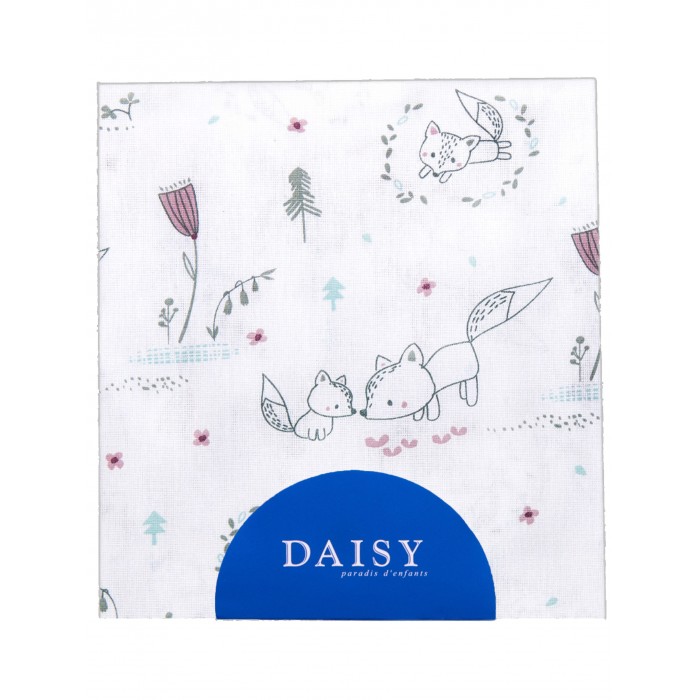 

Пеленка хлопковая Daisy Лисички зеленая, 75х120 см, Белый