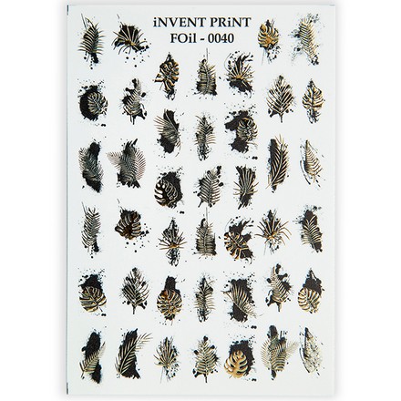 

Набор, iNVENT PRiNT, Фольгированный слайдер «Листья. Веточки» №FOiL-040, 3 шт., Золотистый;черный