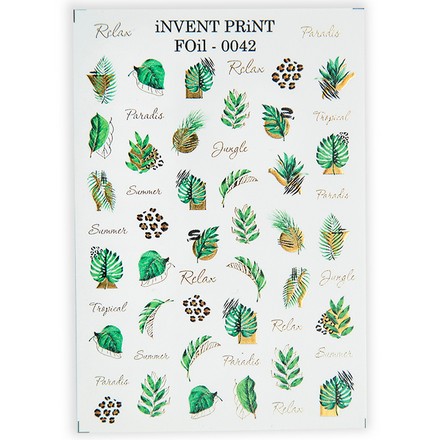 

Набор, iNVENT PRiNT, Фольгированный слайдер «Листья. Геометрия» №FOiL-042, 3 шт., Зеленый