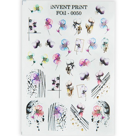 

Набор, iNVENT PRiNT, Фольгированный слайдер «Цветы» №FOiL-050, 3 шт.