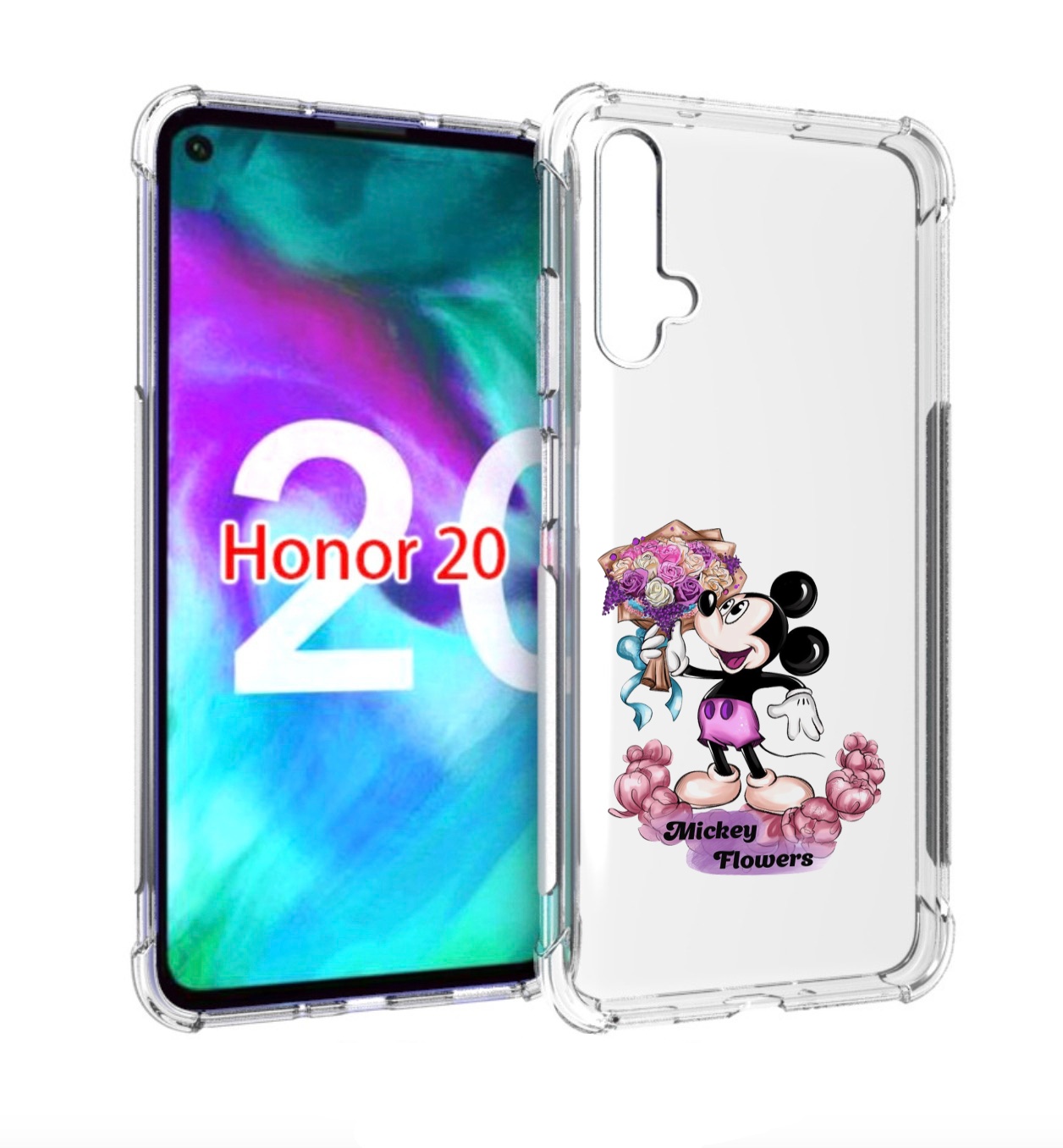 

Чехол бампер MyPads микки-с-цветами женский для Honor 20, Прозрачный, Tocco