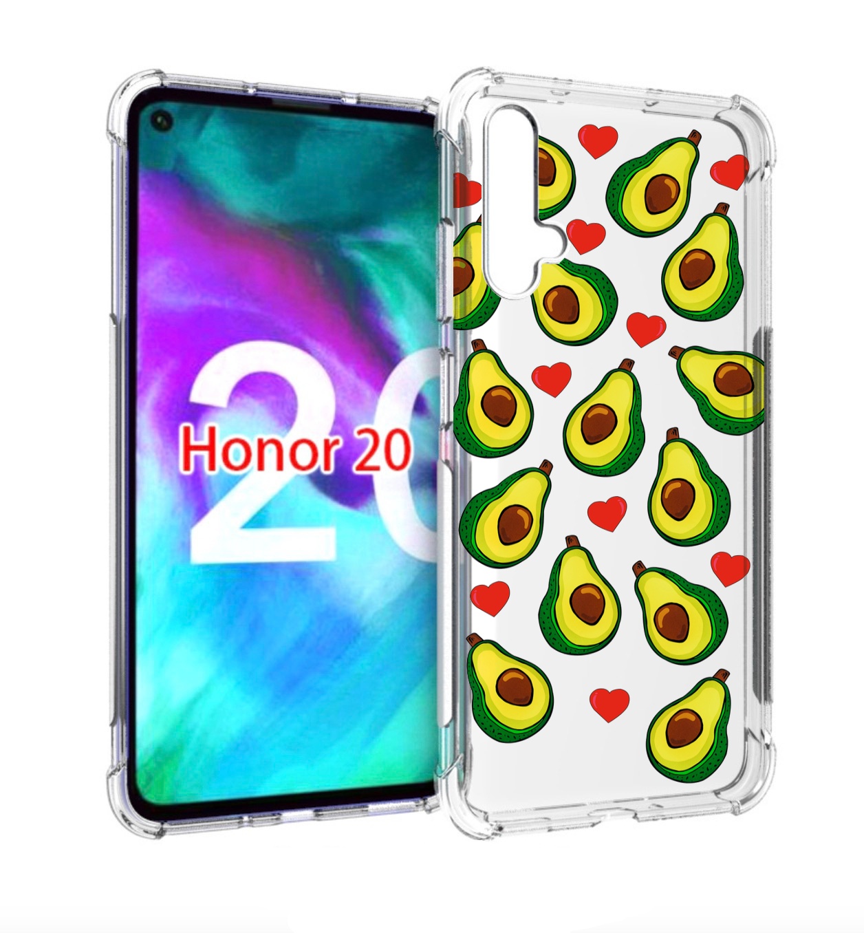 

Чехол бампер MyPads миленькие-авокадо для Honor 20, Прозрачный, Tocco