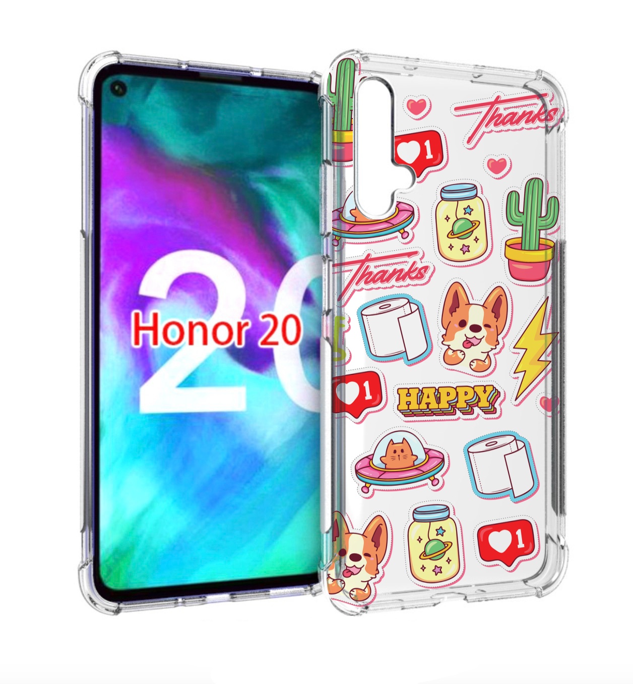 

Чехол бампер MyPads милые-стикеры-корги для Honor 20 Honor, Прозрачный, Tocco