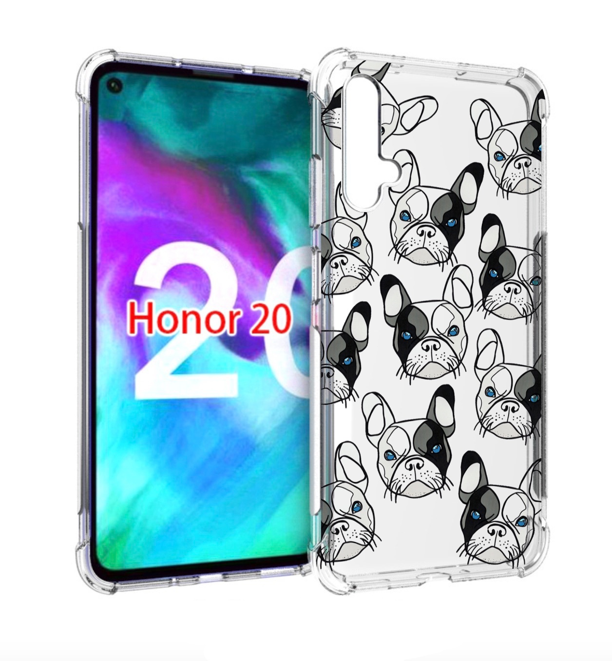 

Чехол бампер MyPads мини-собачки-черно-белый для Honor 20, Прозрачный, Tocco
