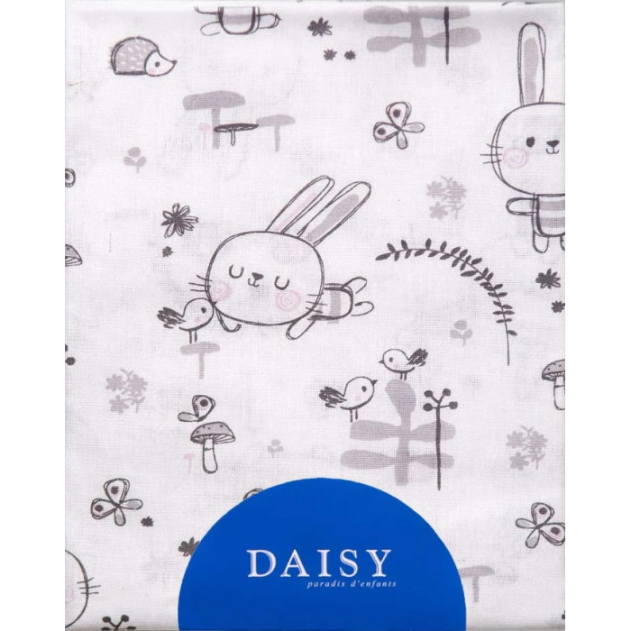 

Простыня на резинке Daisy Зайчик с щечкой розовая, 60х120 см, Белый
