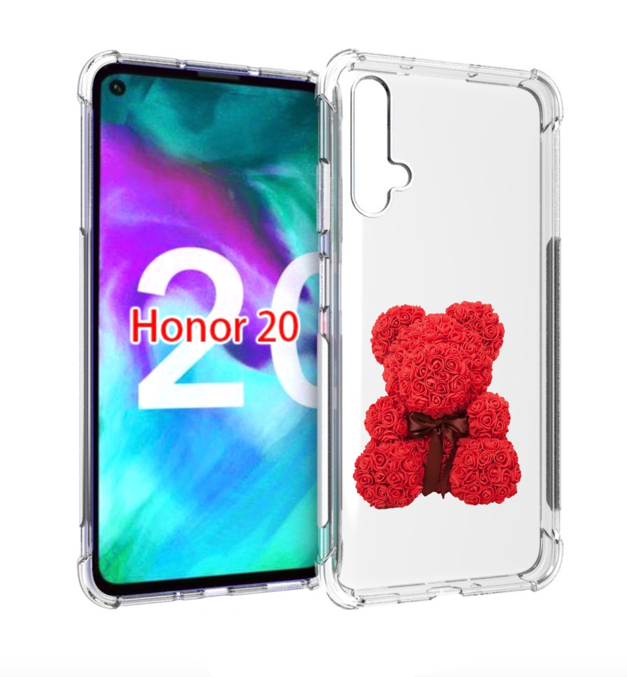 

Чехол бампер MyPads мишка-из-розочек для Honor 20, Прозрачный, Tocco