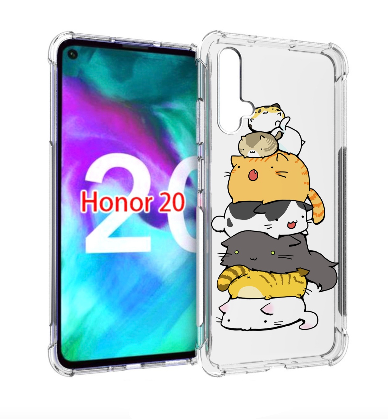 

Чехол бампер MyPads много-маленьких-котиков для Honor 20, Прозрачный, Tocco
