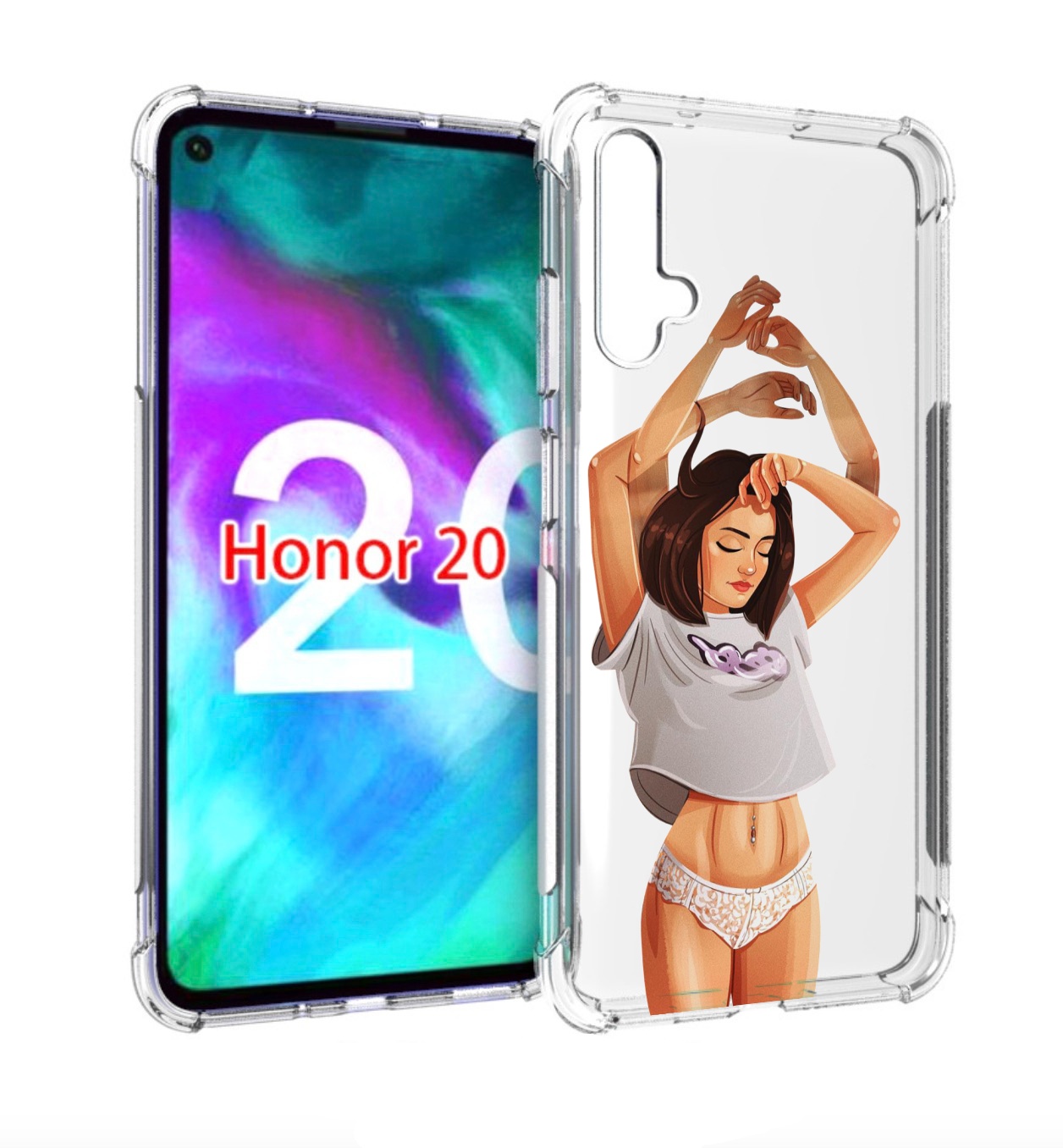 

Чехол бампер MyPads много-рук женский для Honor 20, Прозрачный, Tocco