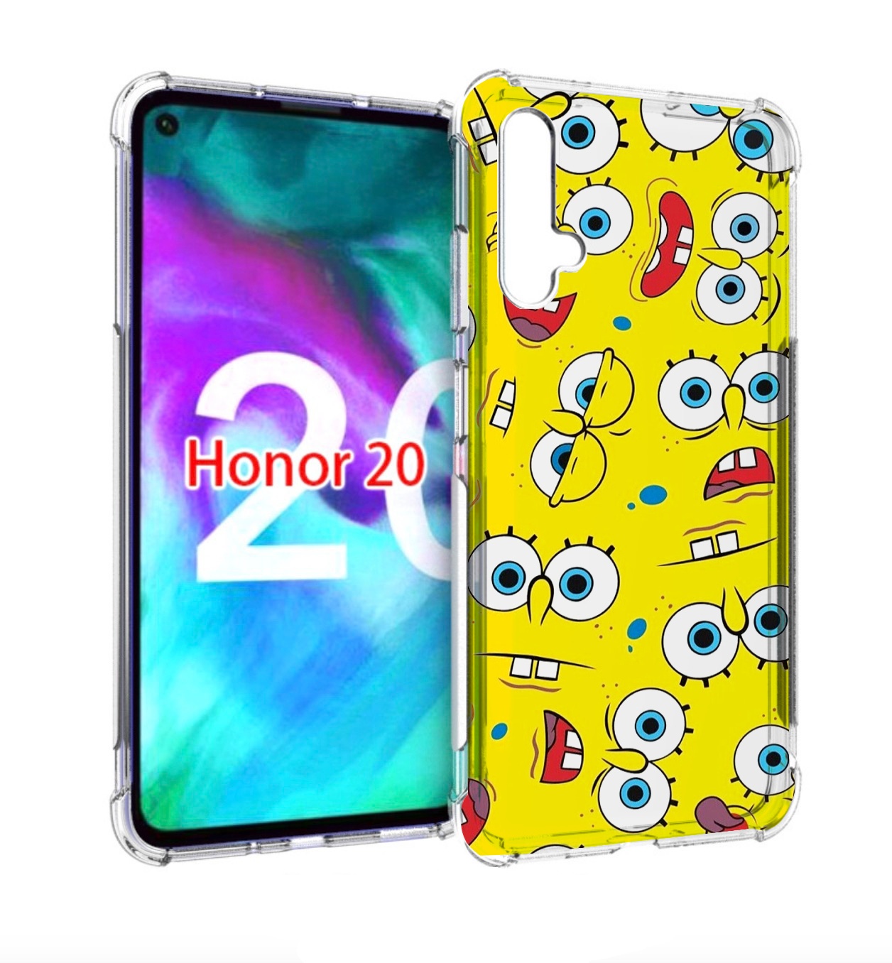 

Чехол бампер MyPads много-спанч-боба для Honor 20, Прозрачный, Tocco