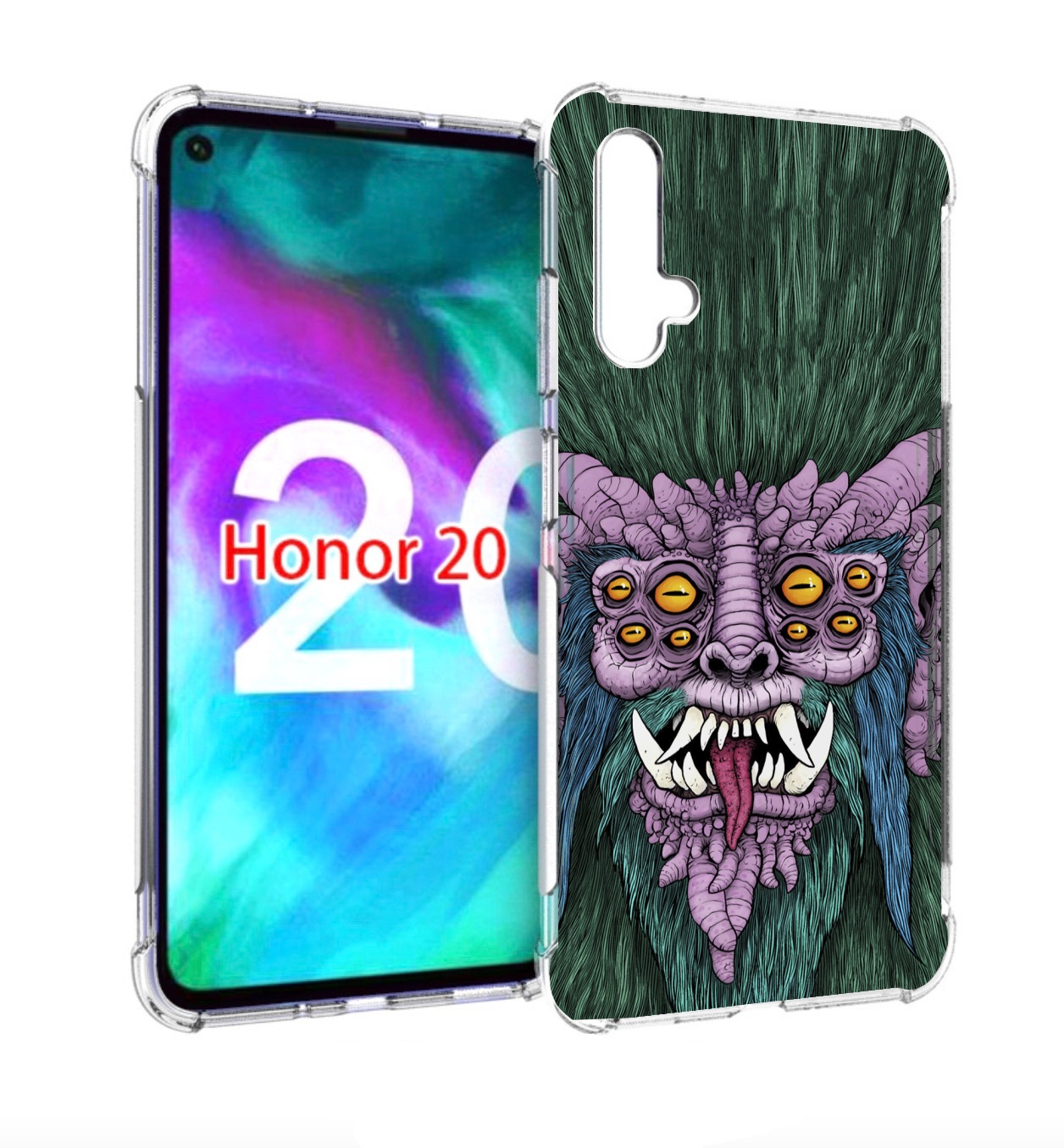 

Чехол бампер MyPads многоглазый черт для Honor 20, Прозрачный, Tocco