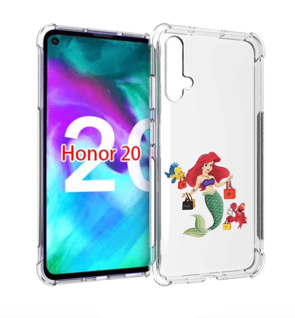 

Чехол бампер MyPads модная-русалка женский для Honor 20, Прозрачный, Tocco