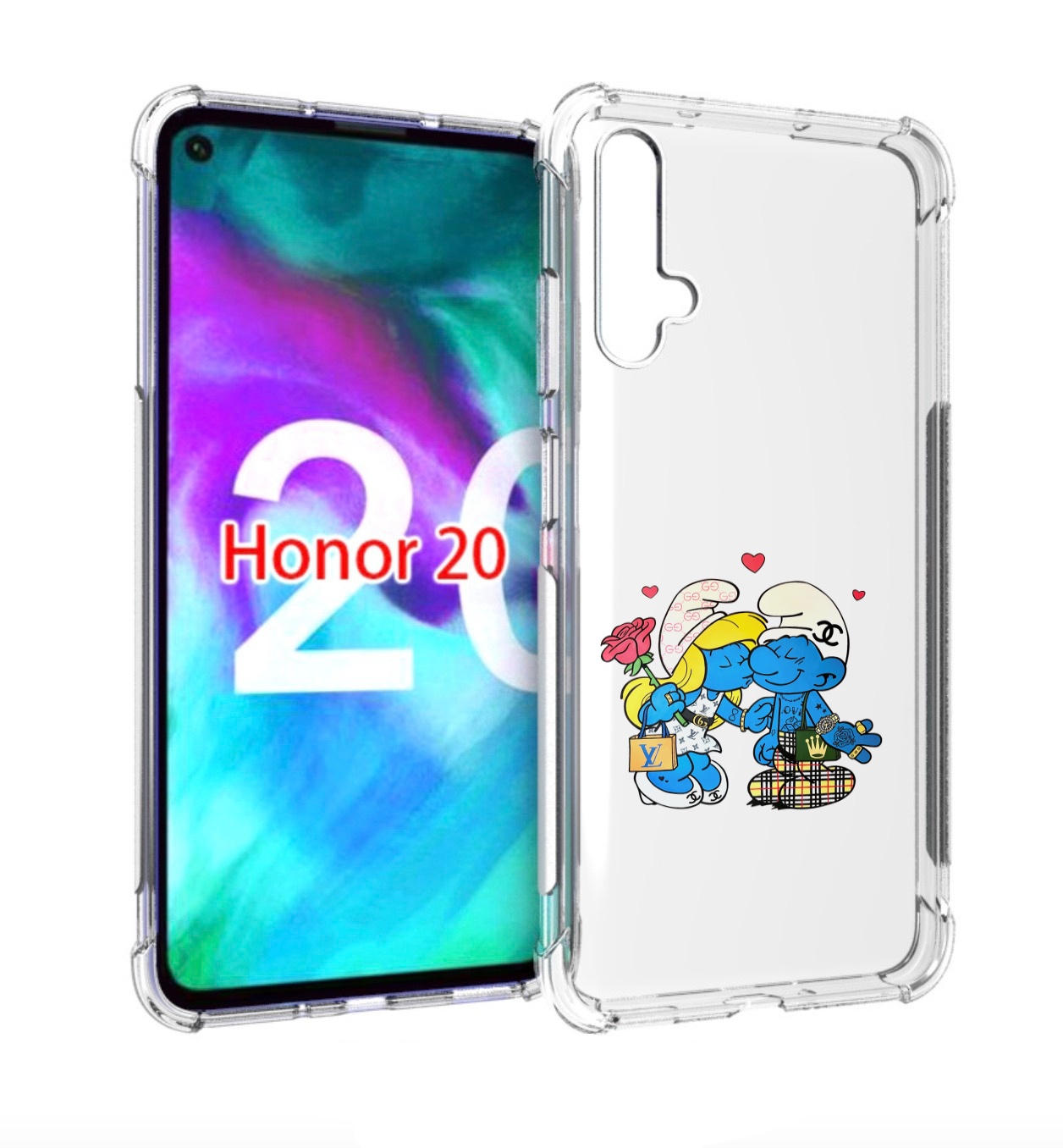 

Чехол бампер MyPads модные-смурфики для Honor 20, Прозрачный, Tocco