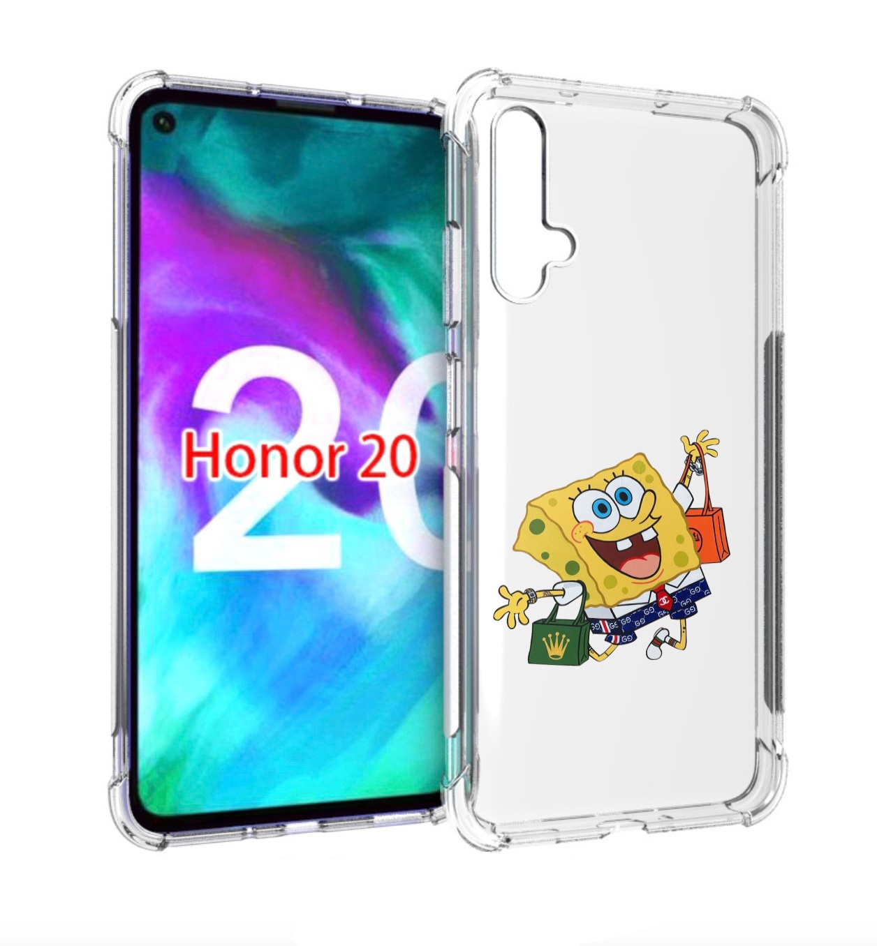 

Чехол бампер MyPads модный-спанч-боб для Honor 20, Прозрачный, Tocco