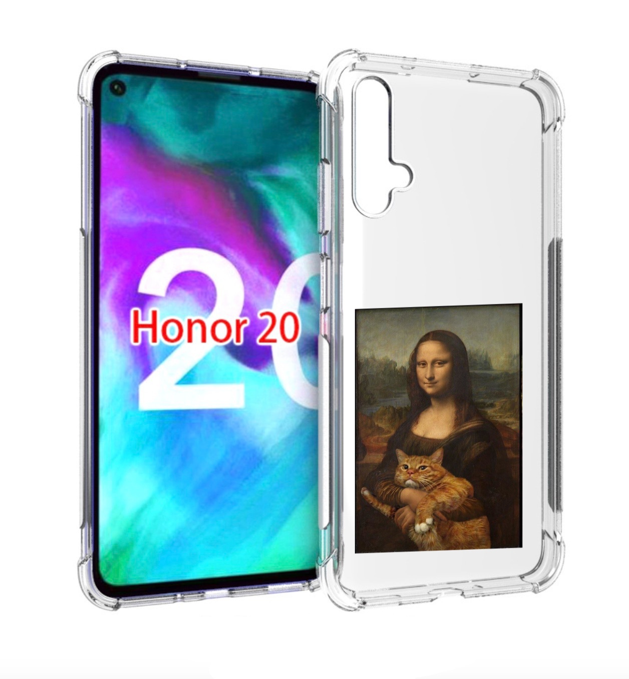 

Чехол бампер MyPads монализа-с-котиком для Honor 20, Прозрачный, Tocco