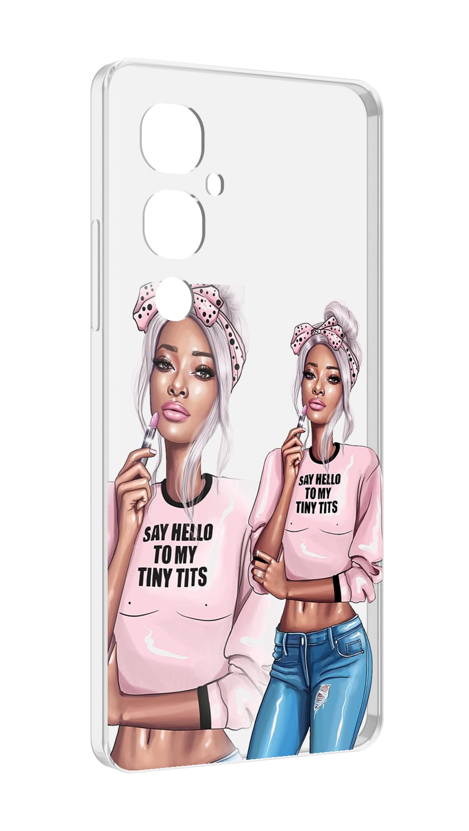 Чехол MyPads Девушка-в-розовой-футболке женский для Tecno Pova 4 Pro