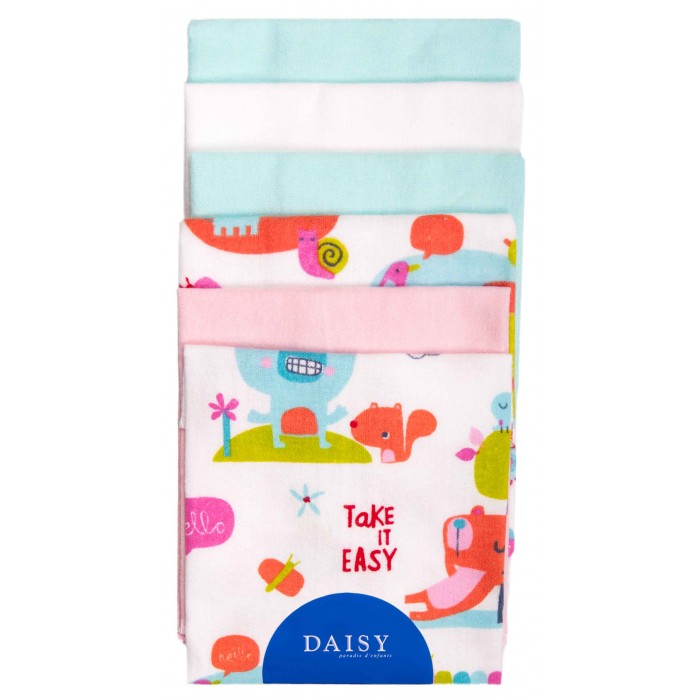 

Салфетки детские текстильные Daisy Слоники 6 шт, 60011/600201, Белый
