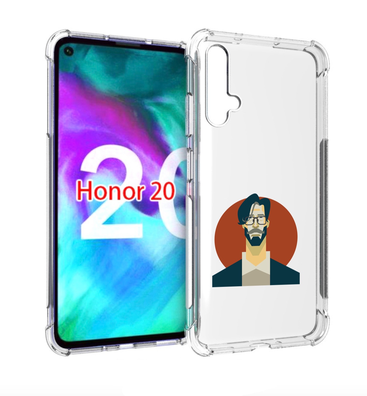 

Чехол бампер MyPads мужичек-в-очках для Honor 20, Прозрачный, Tocco