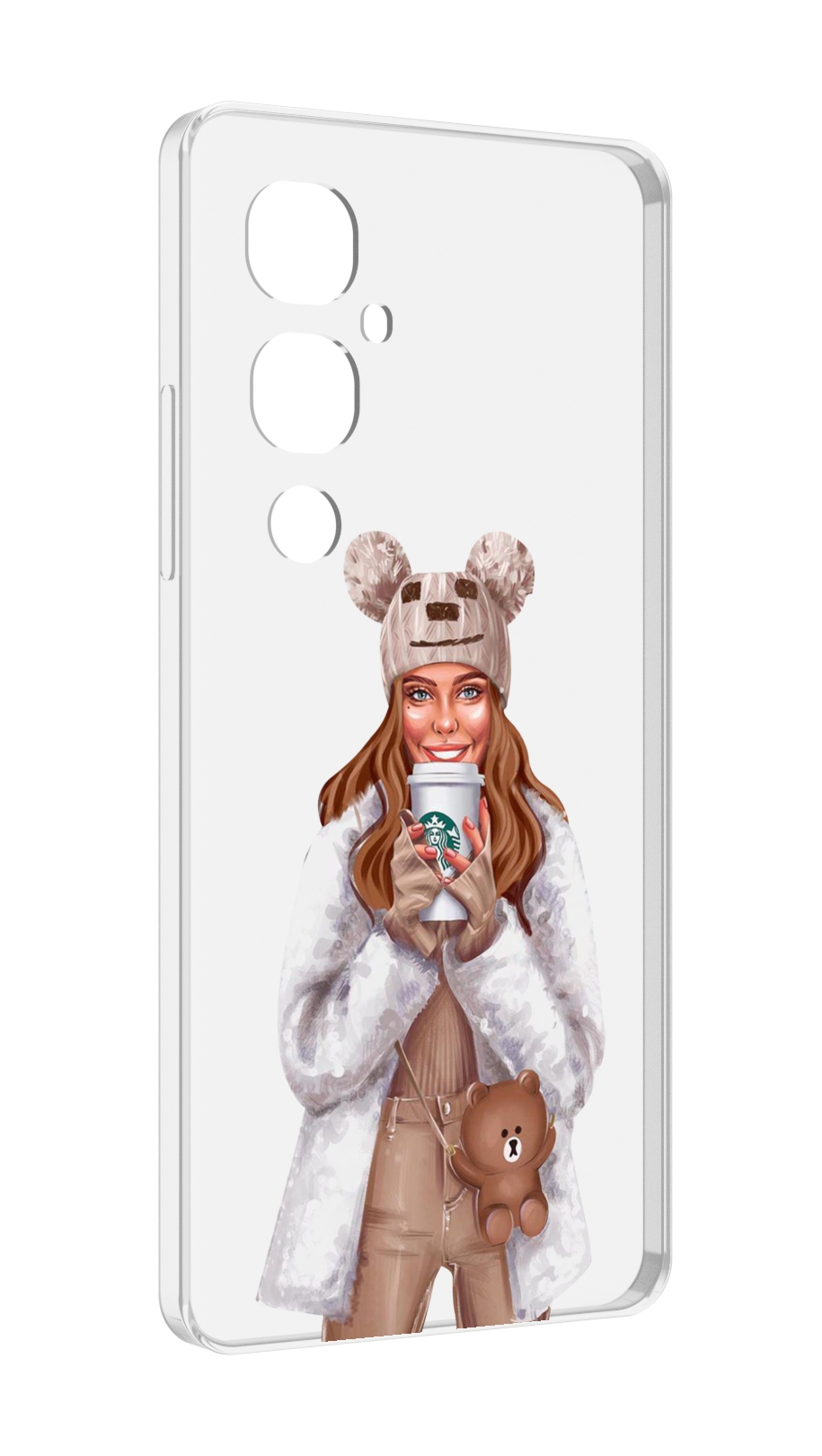 

Чехол MyPads Девушка-с-кофе-старбакс женский для Tecno Pova 4 Pro, Прозрачный, Tocco