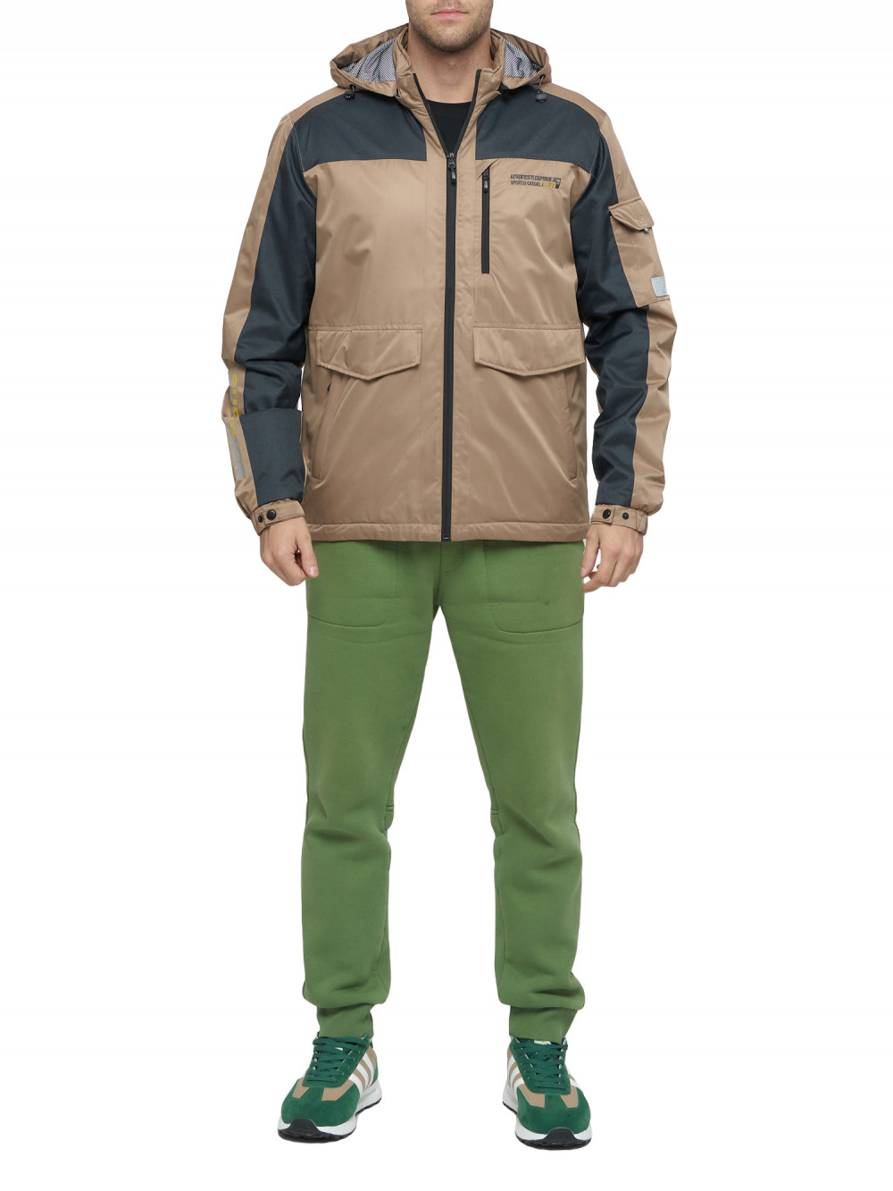 

Спортивная куртка мужская NoBrand AD8816 бежевая 52 RU, Бежевый, AD8816