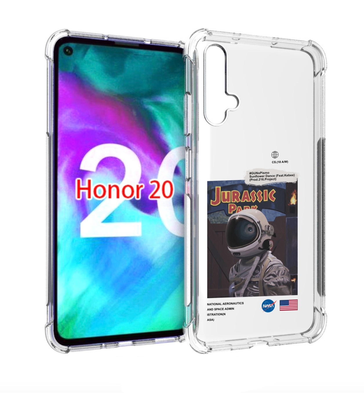 Чехол бампер MyPads наса-в-юрском-парке для Honor 20 Honor