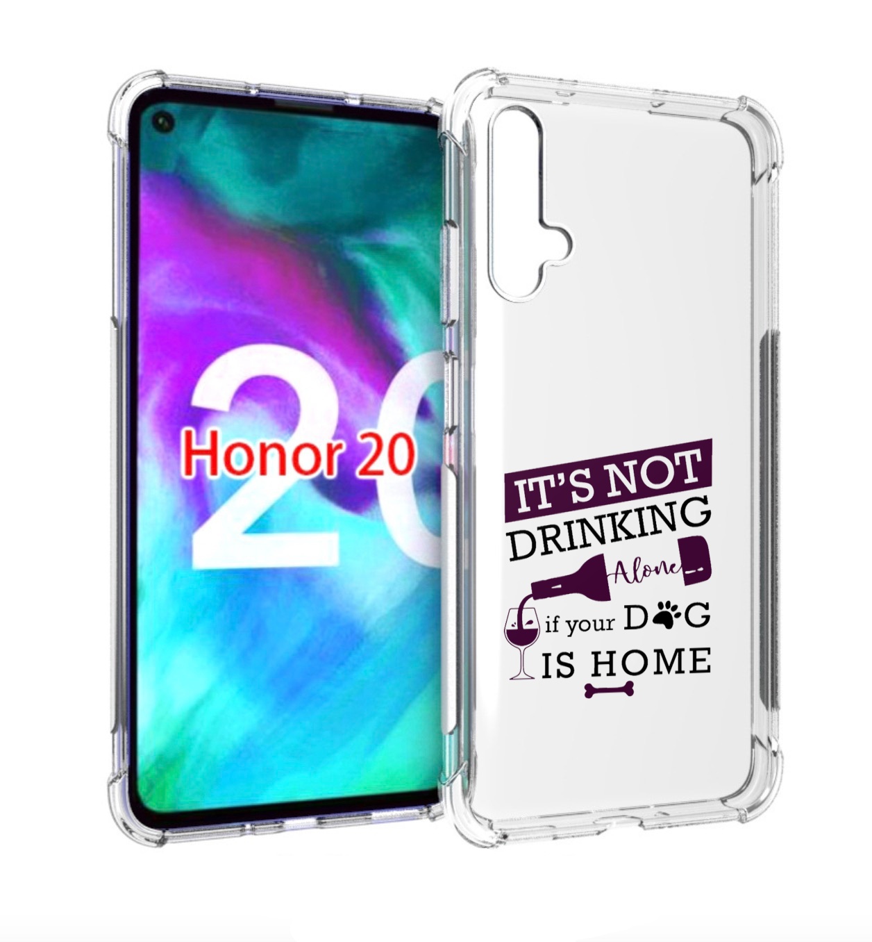 

Чехол бампер MyPads не-пей-один-дома для Honor 20, Прозрачный, Tocco