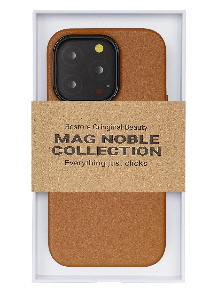 фото Чехол с magsafe для iphone 14 mag noble collection - коричневый