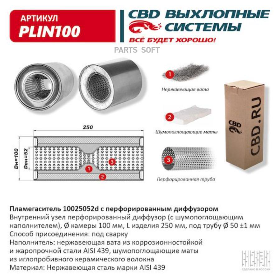 ПЛАМЕГАСИТЕЛЬ 10025052D ПЕРФОРИРОВАННЫЙ ДИФФУЗОР/ PLIN100/ CBD/ PLIN100