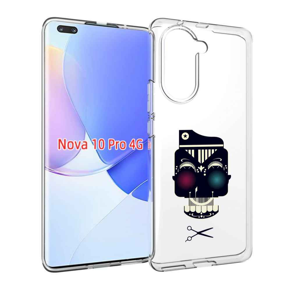 Чехол MyPads черно белый скелет с яркими глазами для Huawei Nova 10 Pro противоударный