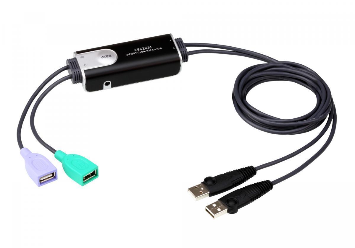 

Переключатель Aten USB 2.0 Type-A -USB 2.0 Type-A USB 15м (CS62KM-AT), Черный