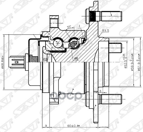 

SAT Ступичный узел задн. TOYOTA MARK X ZIO/RAV4 07-/LEXUS HS250H 09-/NX200T 14-