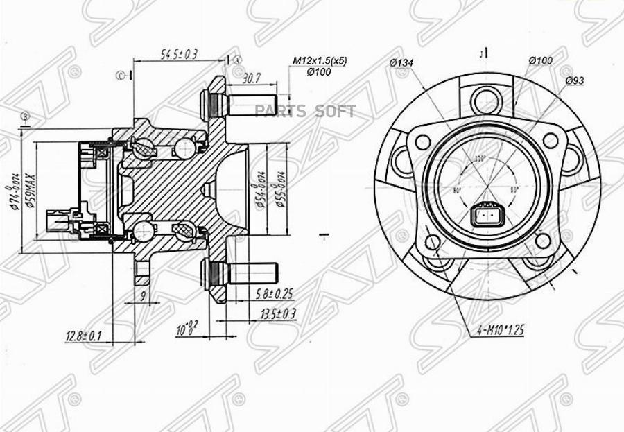 

SAT Ступичный узел задн. TOYOTA ALION/AVENSIS/CALDINA/WISH/OPA (5 шпилек)