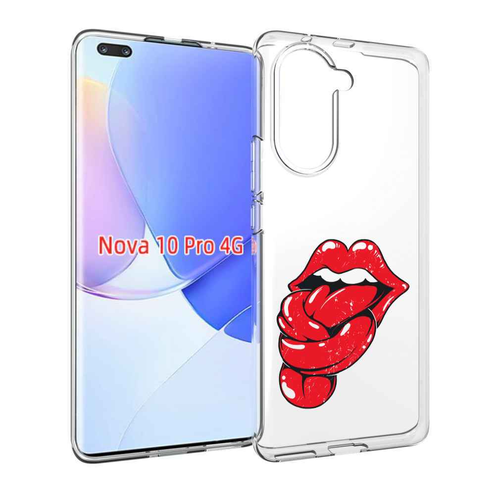 Чехол MyPads яркие губы с языком для Huawei Nova 10 Pro противоударный