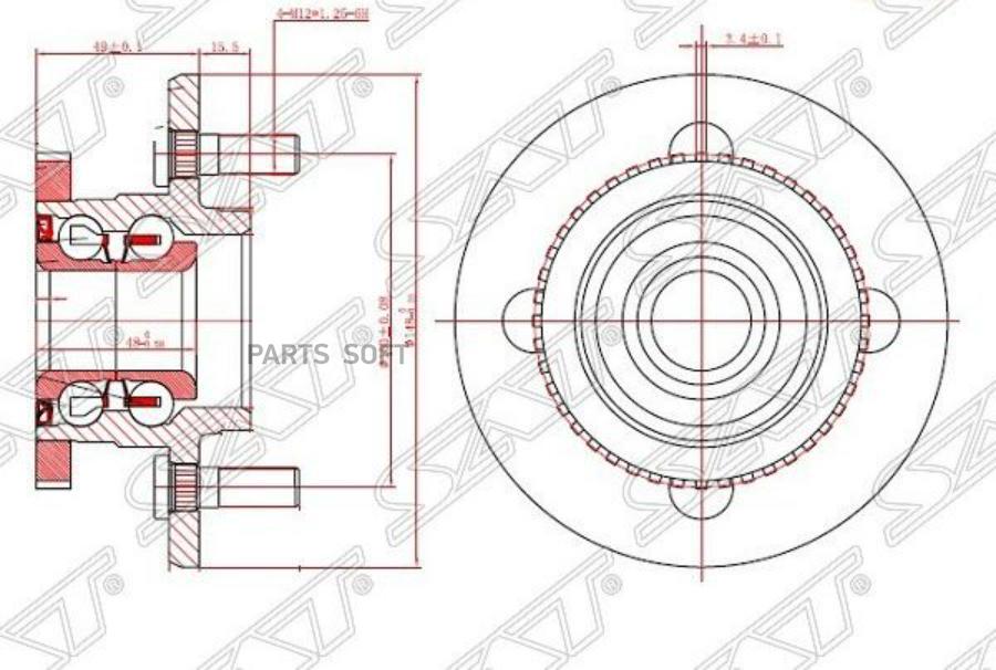 

SAT Ступичный узел задн. NISSAN WINGROAD/AD Y11 99- (4*100)