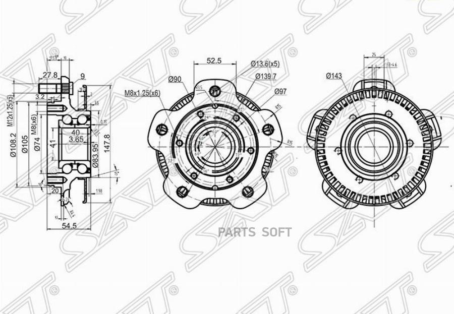 

SAT Ступичный узел перед SUZUKI GRAND VITARA/ESCUDO (ABS) 01-