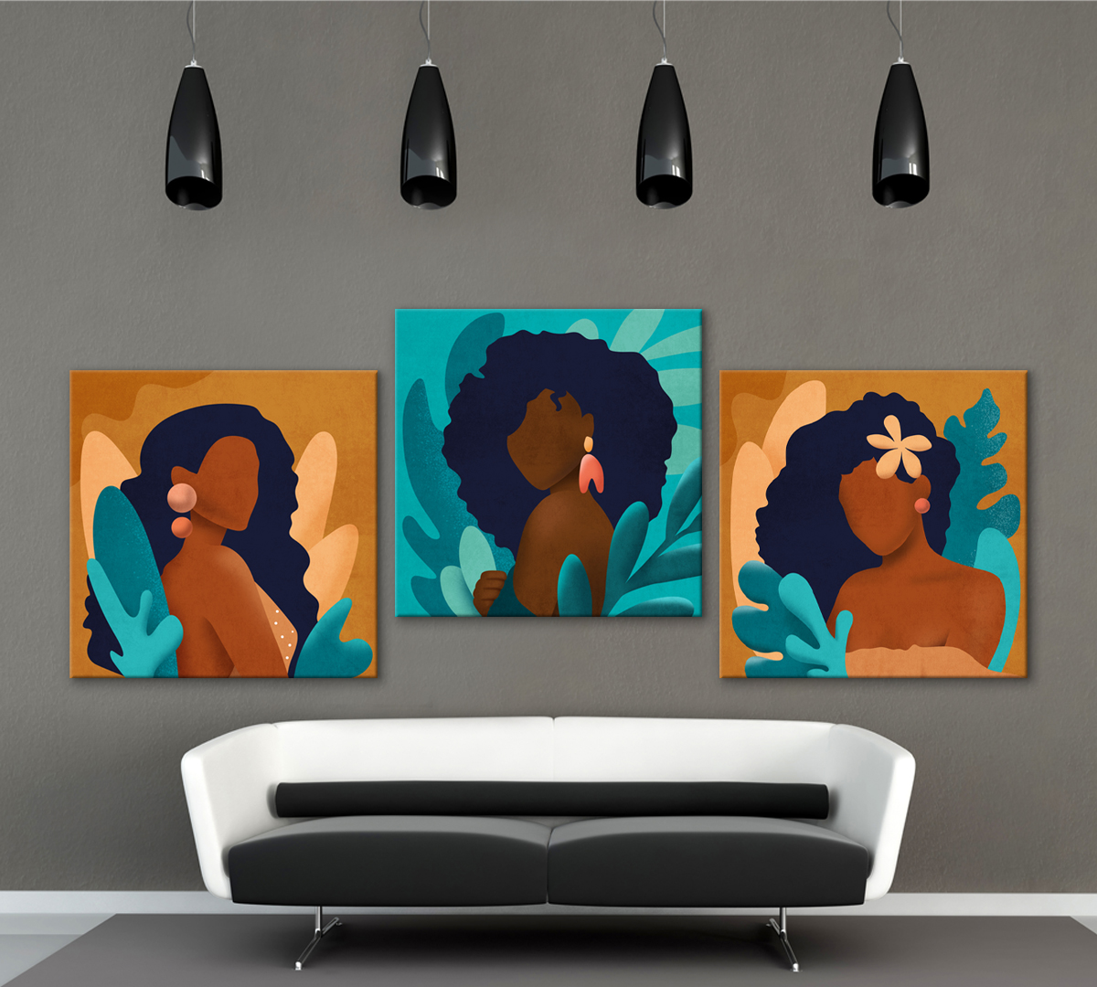 

Модульная картина на холсте Poly Print Art Тропикана полдень 40х120 см.