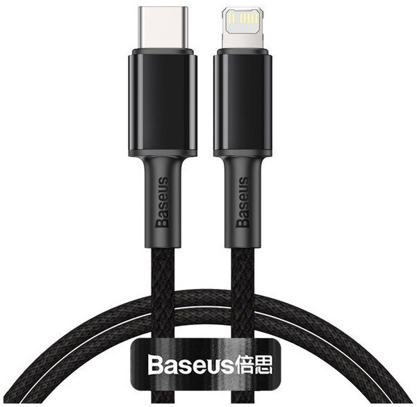 фото Кабель baseus high density braided fast charging type-c - lightning pd 20w 1 м, черный