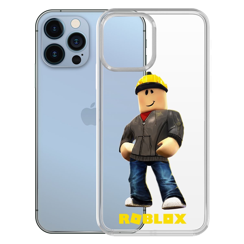 фото Чехол-накладка krutoff clear case roblox-строитель для iphone 13 pro