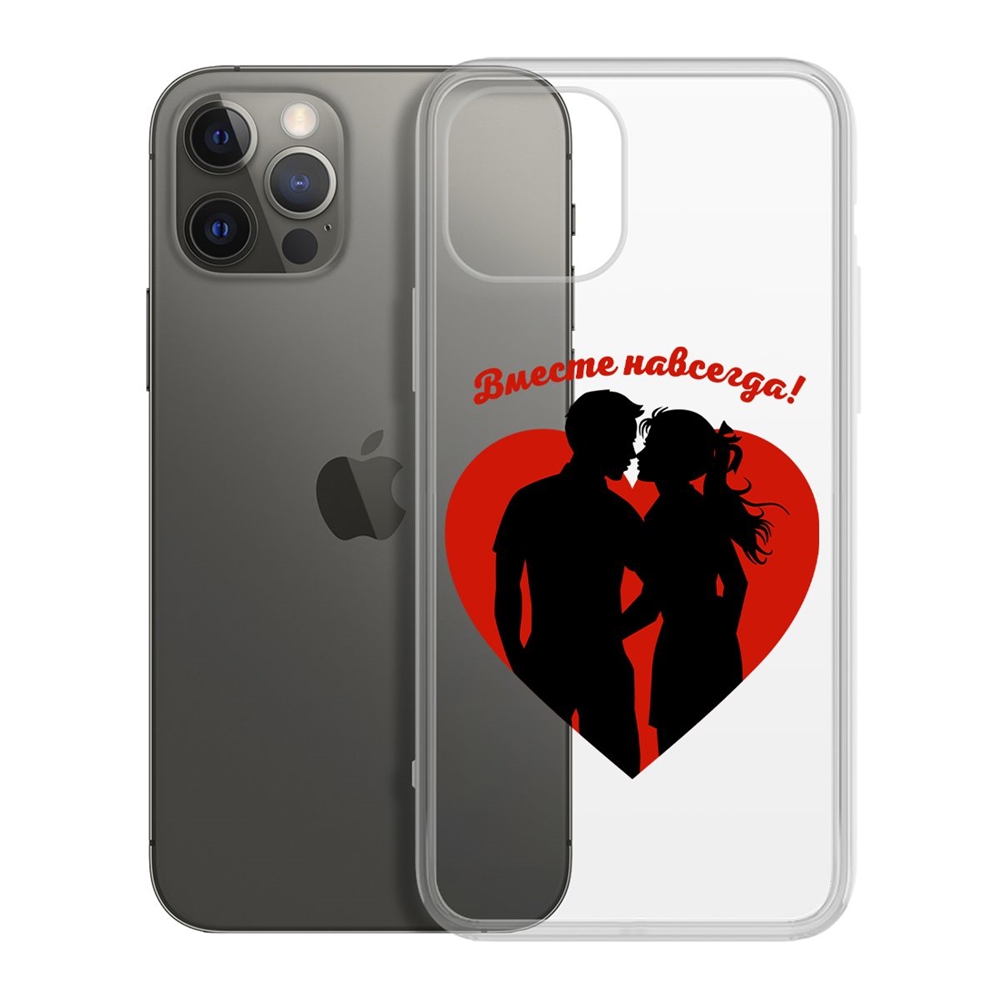 

Чехол-накладка Krutoff Clear Case Вместе навсегда для iPhone 12/12 Pro, Прозрачный