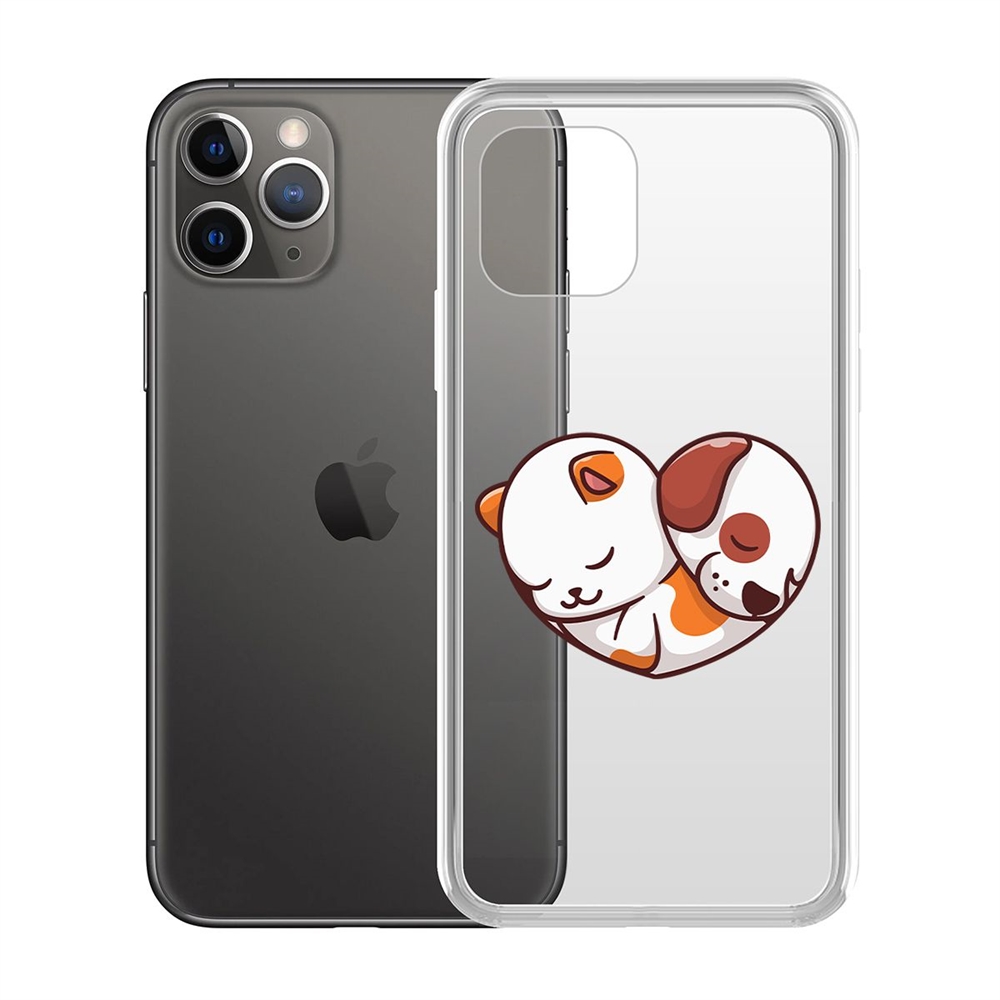 

Чехол-накладка Krutoff Clear Case Котёнок и Щенок для iPhone 11 Pro, Прозрачный