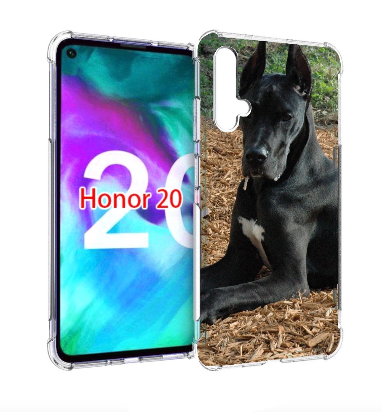 

Чехол бампер MyPads немецкии дог для Honor 20, Прозрачный, Tocco