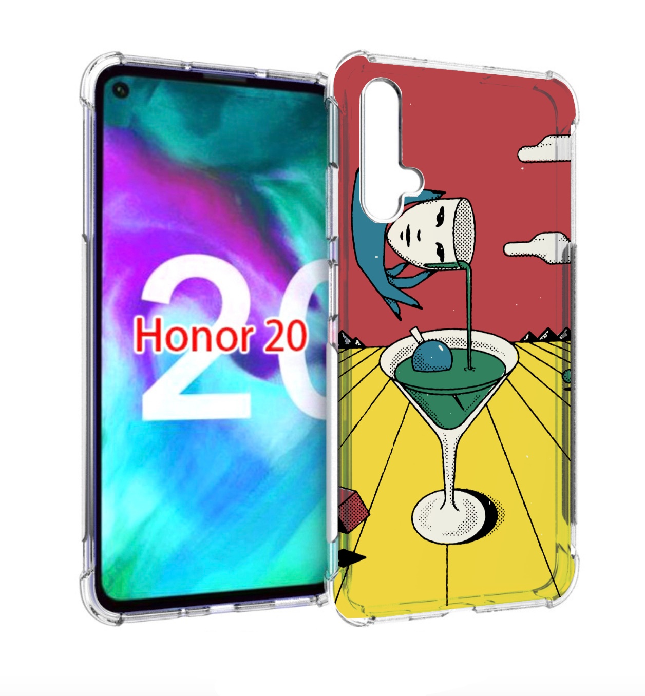 

Чехол бампер MyPads необычный напиток для Honor 20, Прозрачный, Tocco